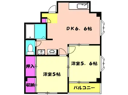 ルースMM1(2DK/3階)の間取り写真