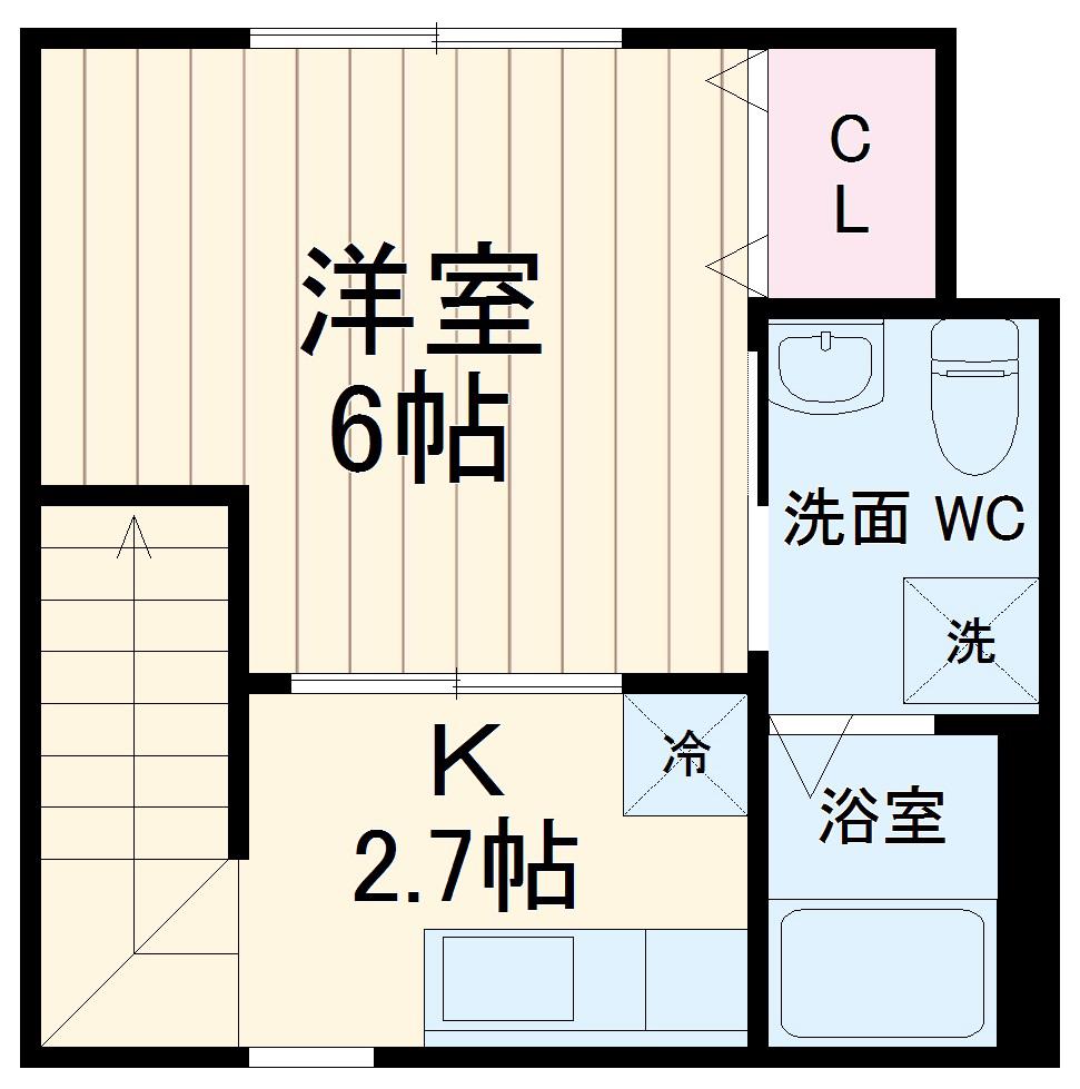 CASA星名(1K/2階)の間取り写真