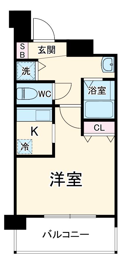 アスヴェル京都御所前Ⅱ(1K/6階)の間取り写真