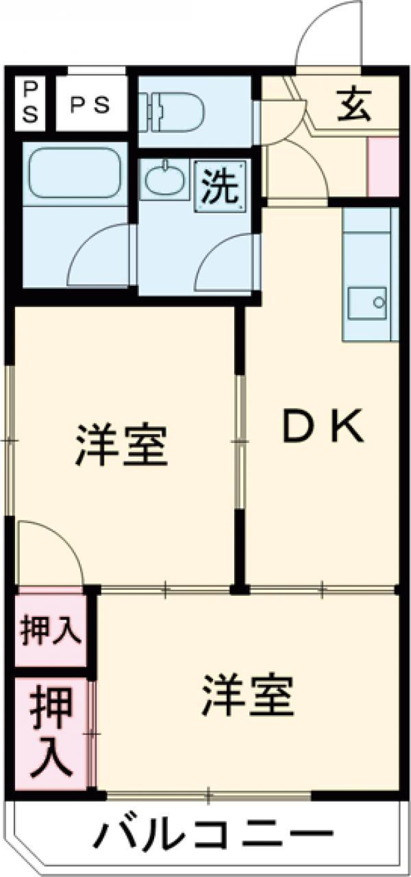 カエサル花小金井(2DK/3階)の間取り写真