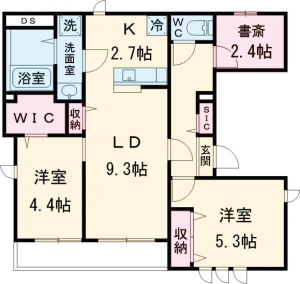 RILY BLANCHEUR(2SLDK/2階)の間取り写真