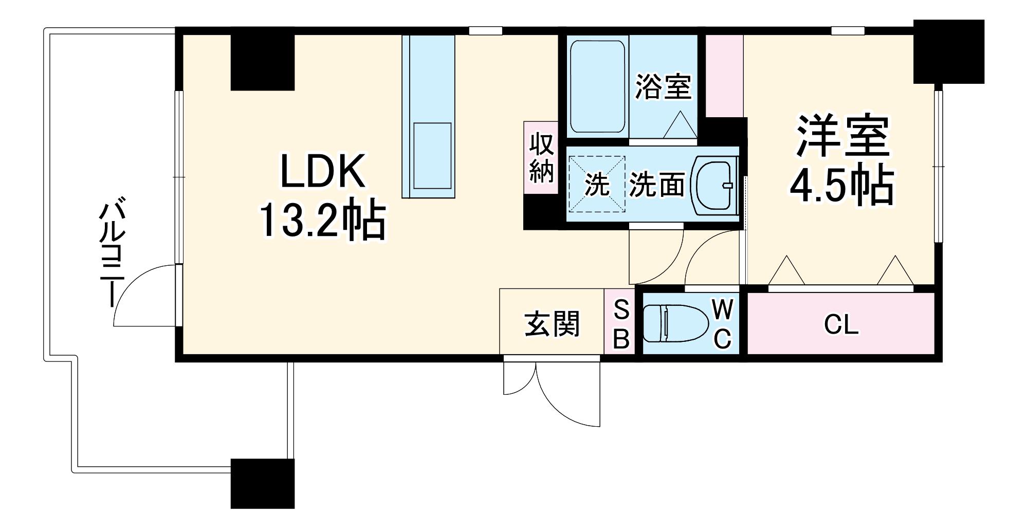 大和八事CUBE(1LDK/6階)の間取り写真
