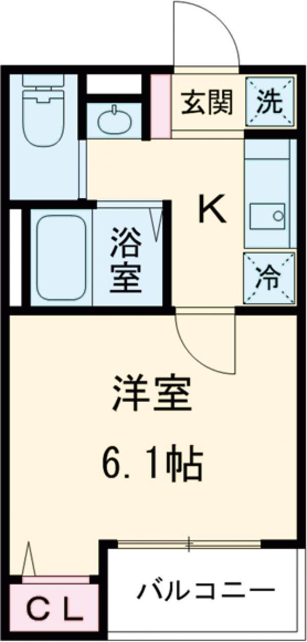 TS CUORE六町Ⅰ(1K/2階)の間取り写真