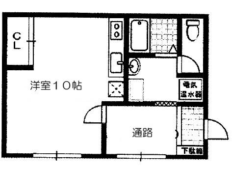 野上ビル(ワンルーム/2階)の間取り写真