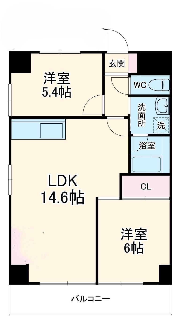 バイムフルス白金1(2LDK/8階)の間取り写真