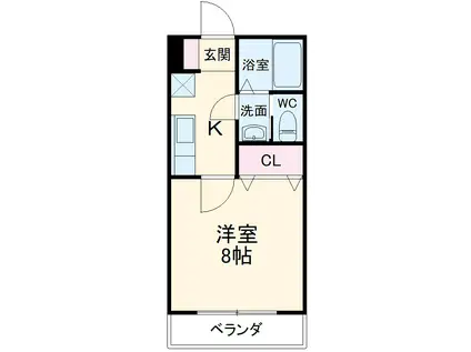 メルローズプレイスⅡ(1K/1階)の間取り写真