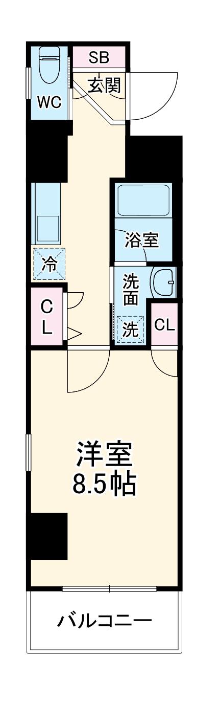 LEXE AZEST横濱関内(1K/3階)の間取り写真