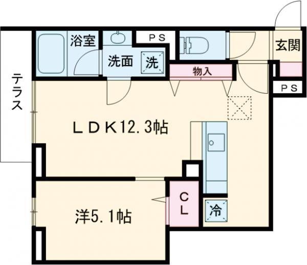 セレスティア桜上水(1LDK/1階)の間取り写真