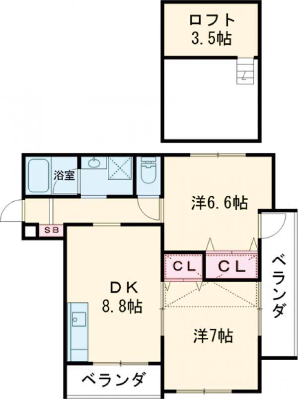 ルネ・丸美Ⅳ(2DK/3階)の間取り写真