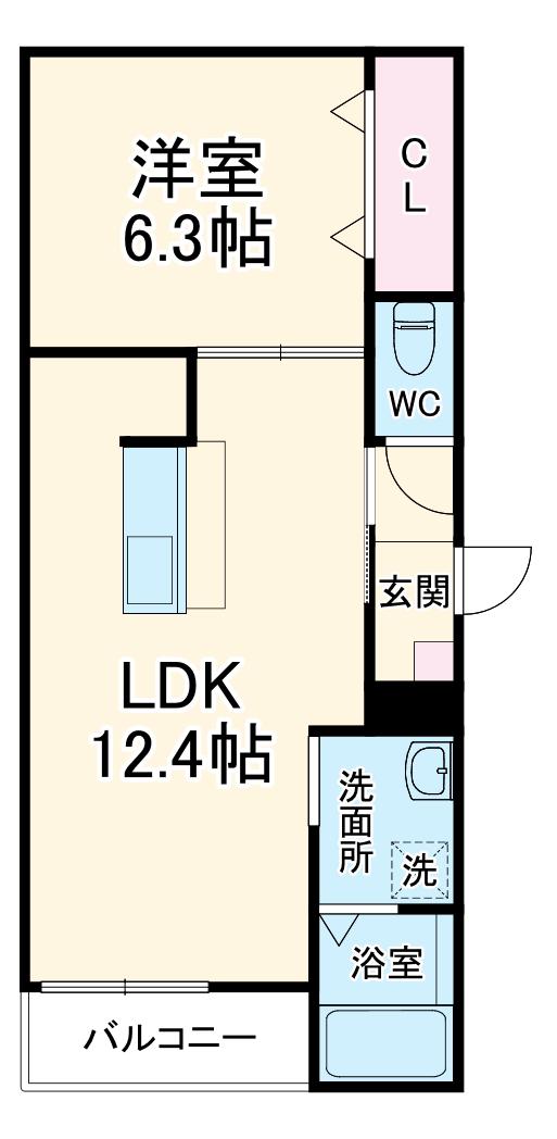 LE COCON豊橋Ⅱ(1LDK/1階)の間取り写真
