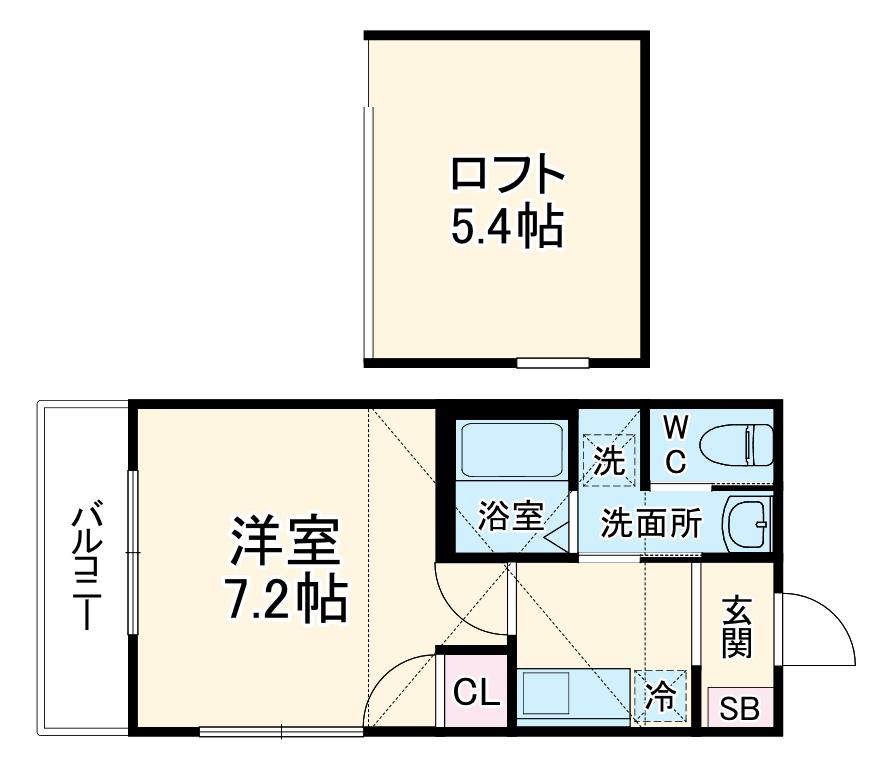 FELICE鵠沼海岸(1K/2階)の間取り写真