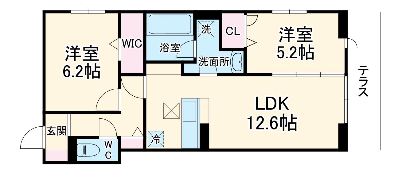 レジデンスヒルトップX(2LDK/2階)の間取り写真
