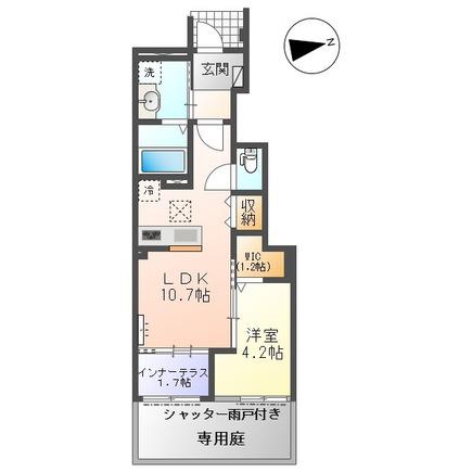 光明寺字山屋敷アパート(1LDK/1階)の間取り写真