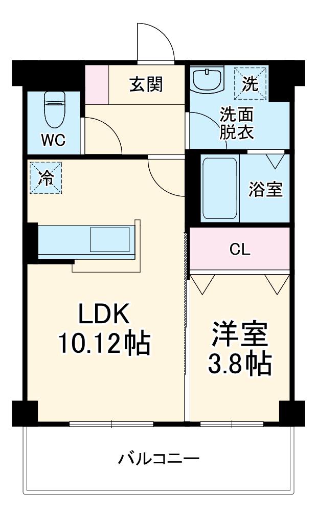ドミール中央(1LDK/3階)の間取り写真