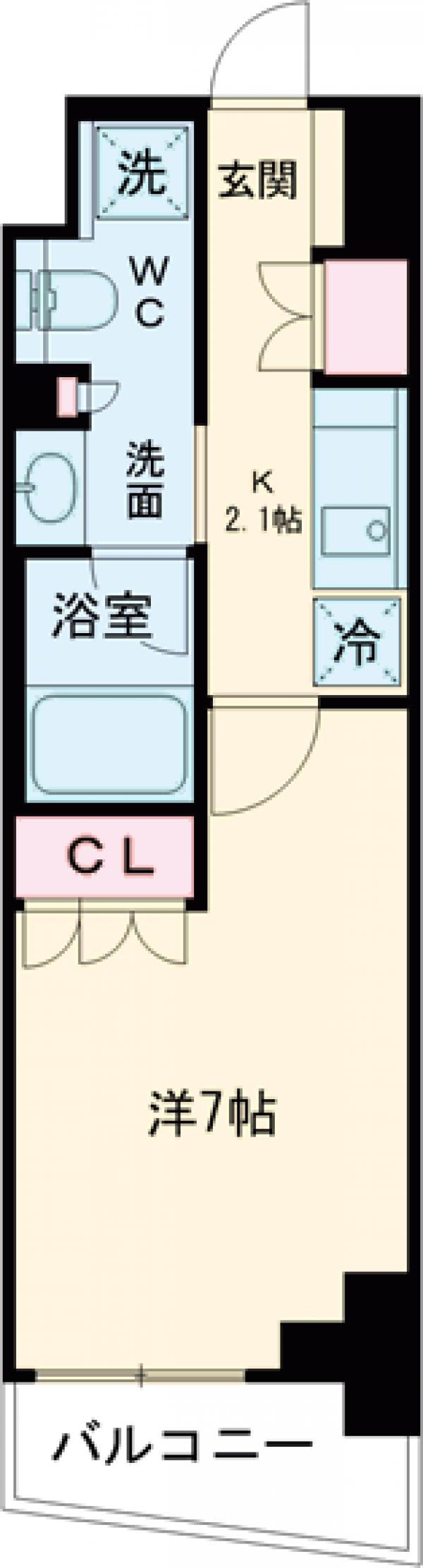 プライムメゾン市谷山伏町(1K/1階)の間取り写真