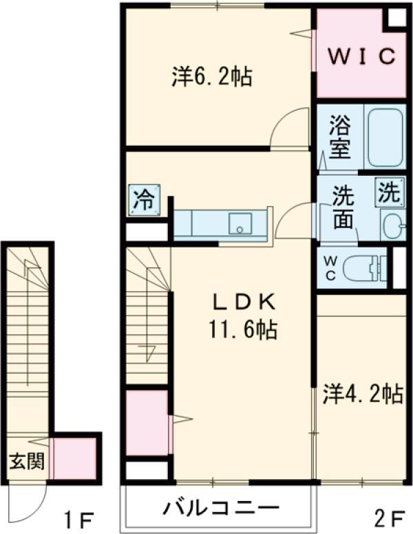 シグマレジデンス飯塚町(2LDK/2階)の間取り写真