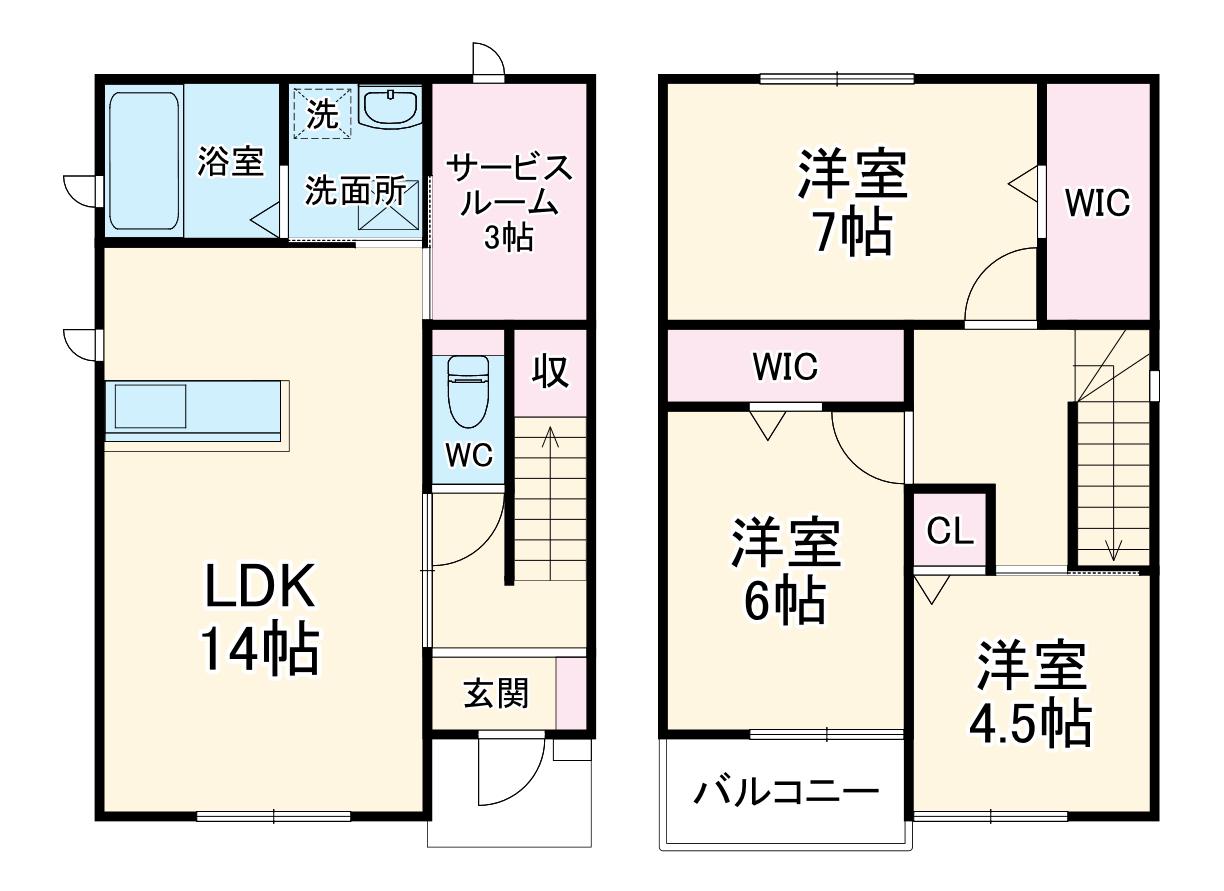 東海道本線 枇杷島駅 徒歩14分 2階建 新築(3SLDK)の間取り写真