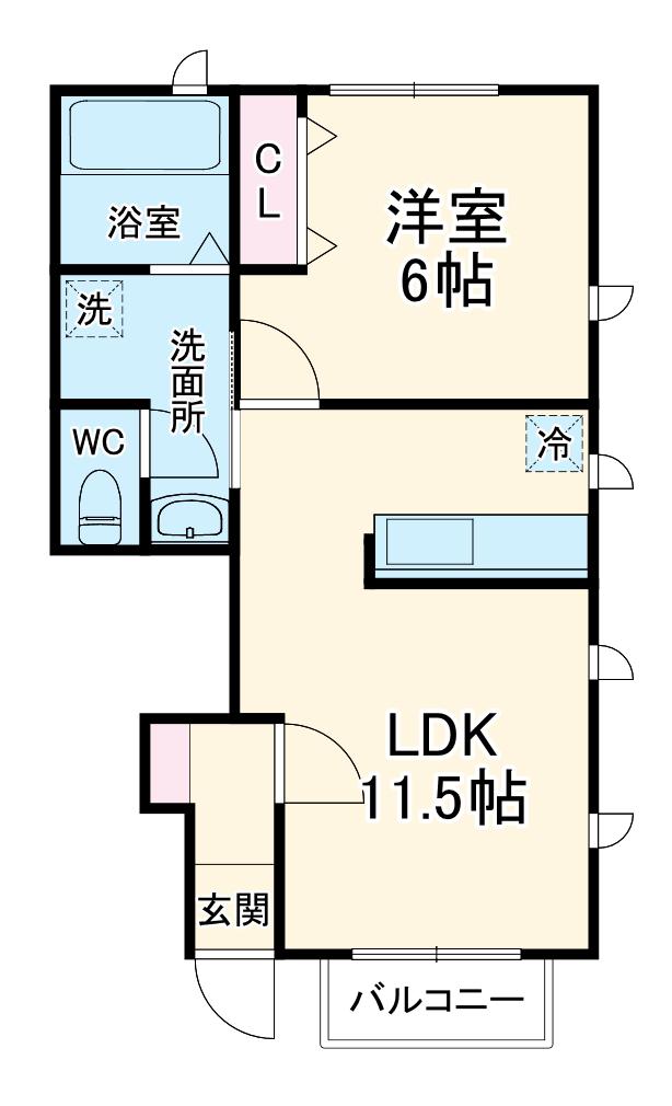 デザインメゾン高倉(1LDK/1階)の間取り写真