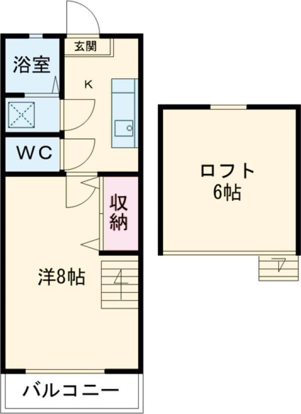 エールⅡ(1K/2階)の間取り写真