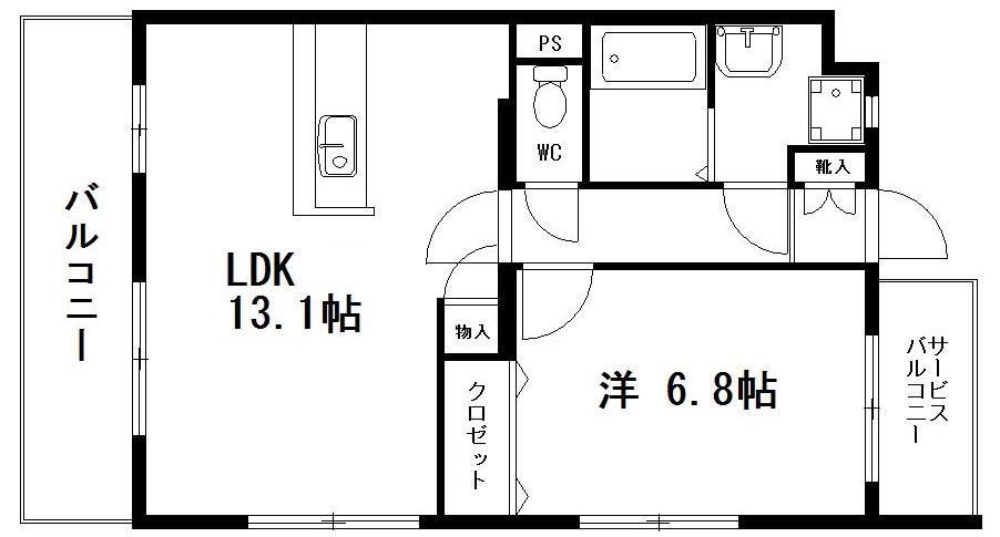 グランストーク西島(1LDK/4階)の間取り写真