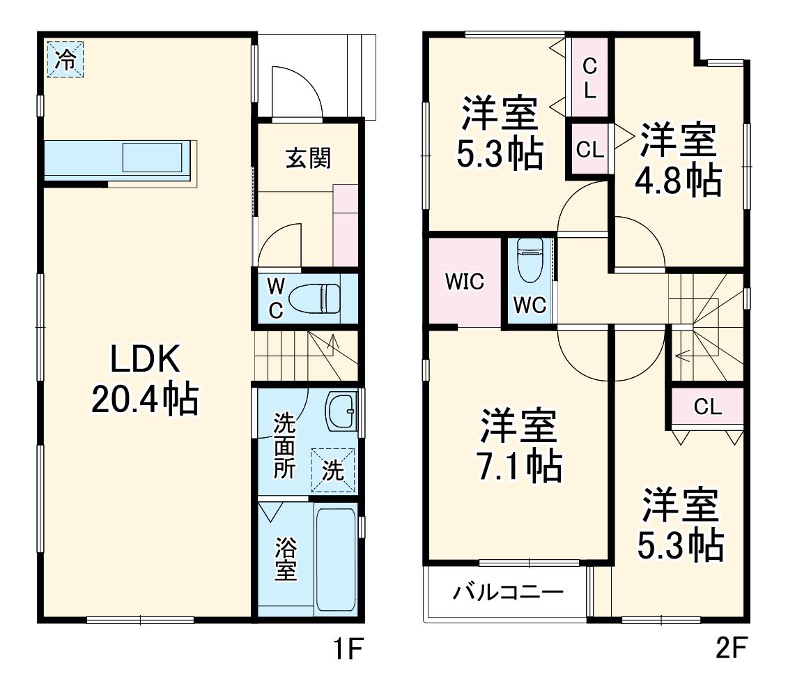 東海道本線 茅ケ崎駅 バス乗車時間：11分 中島バス停で下車 徒歩4分 2階建 築1年(4LDK)の間取り写真