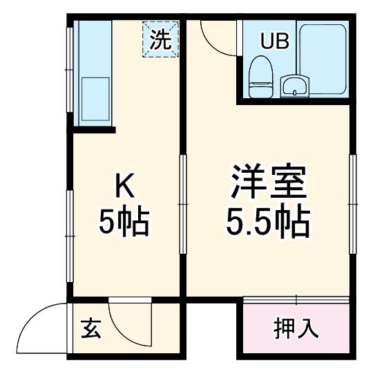 石田荘(1K/1階)の間取り写真