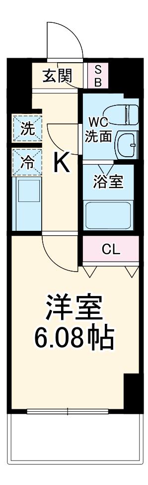 GENOVIA西川口Ⅴ(1K/2階)の間取り写真
