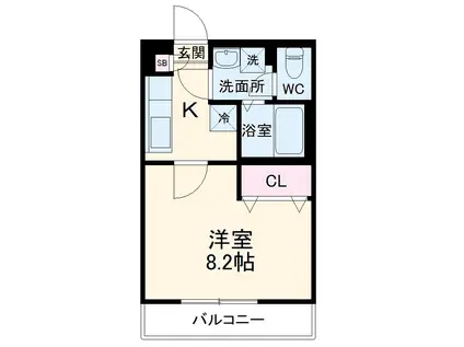 リブリ・ラフィットⅢ(1K/1階)の間取り写真