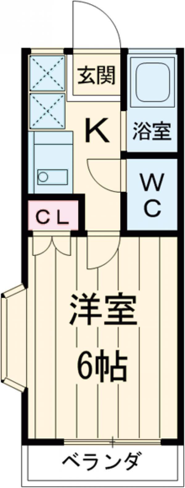 リバティ湘南(1K/2階)の間取り写真