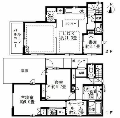 東急田園都市線 駒沢大学駅 徒歩12分 2階建 築2年(2SLK)の間取り写真