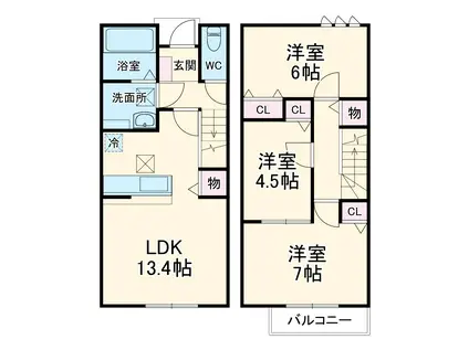 ATTRAIT(3LDK/1階)の間取り写真