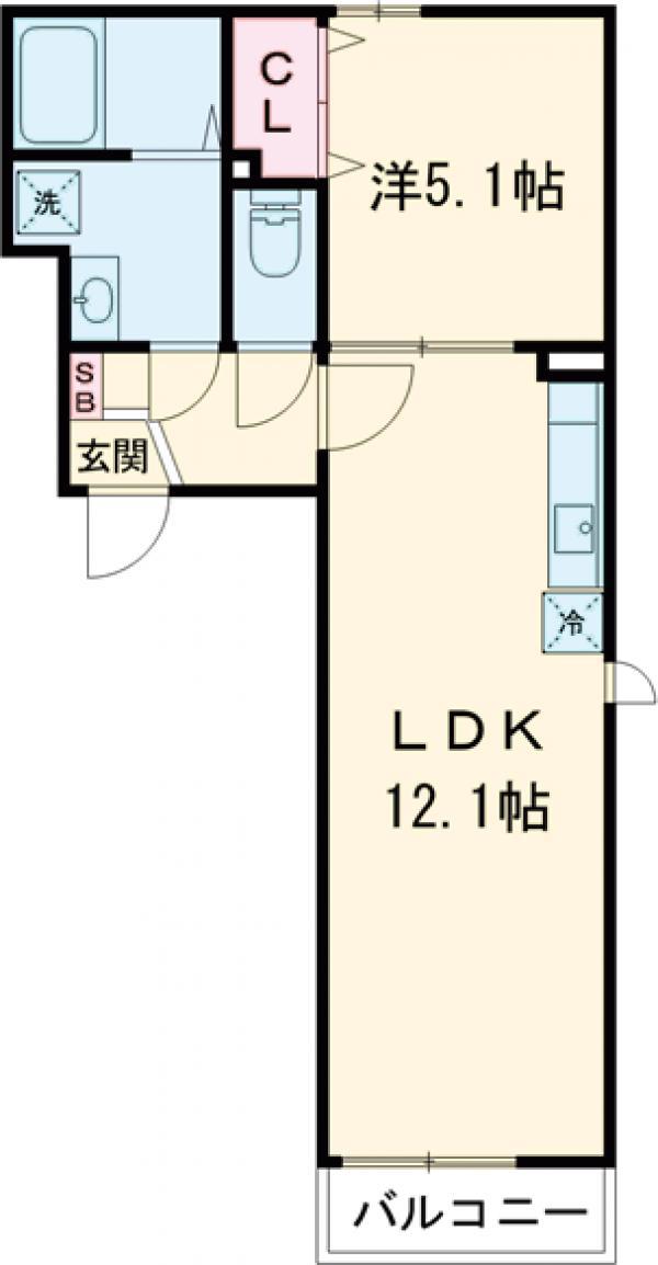 ヴェルドミールⅢ(1LDK/1階)の間取り写真