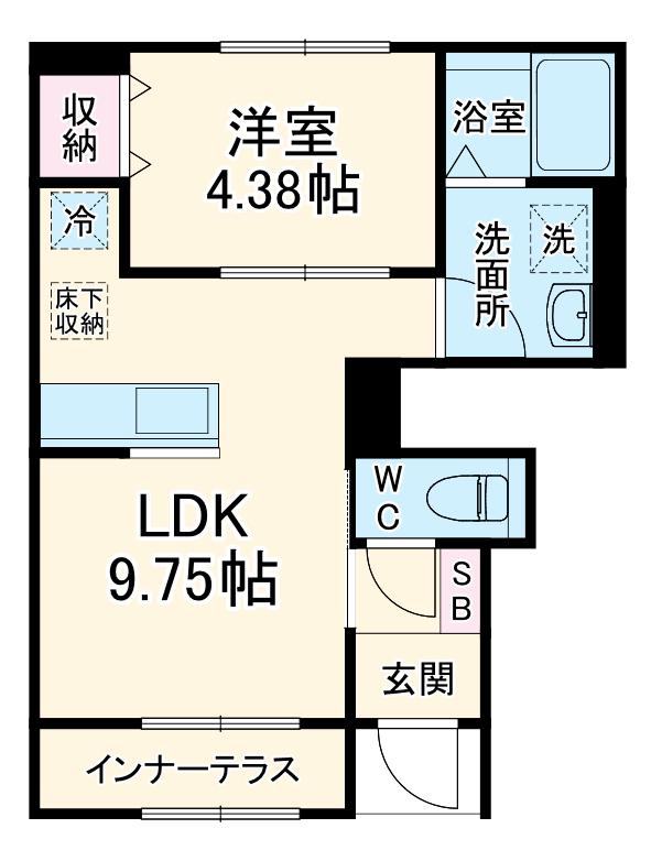リーブルファイン大治田Ⅲ 2号棟(1LDK/1階)の間取り写真