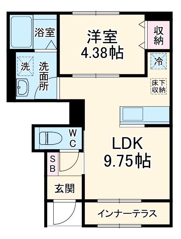 リーブルファイン大治田Ⅲ 2号棟(1LDK/1階)の間取り写真