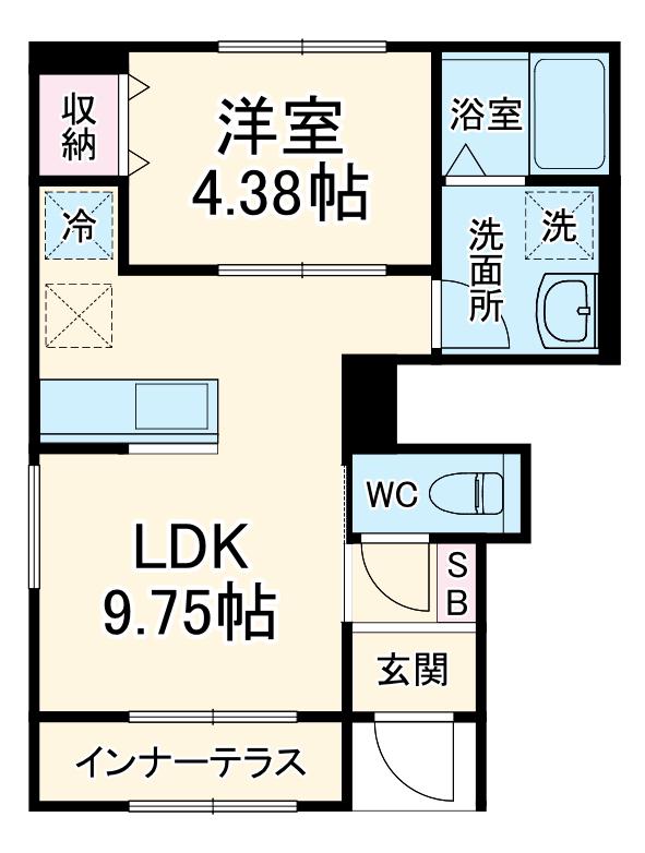 リーブルファイン大治田Ⅲ 2号棟(1LDK/1階)の間取り写真
