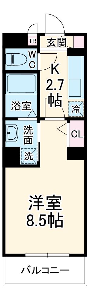 CENTRAL COURT(1K/4階)の間取り写真