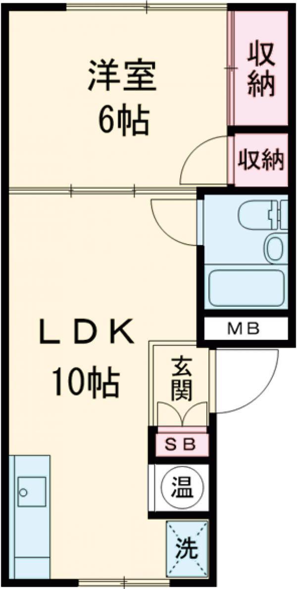 国立パールハイツ第2(1LDK/2階)の間取り写真