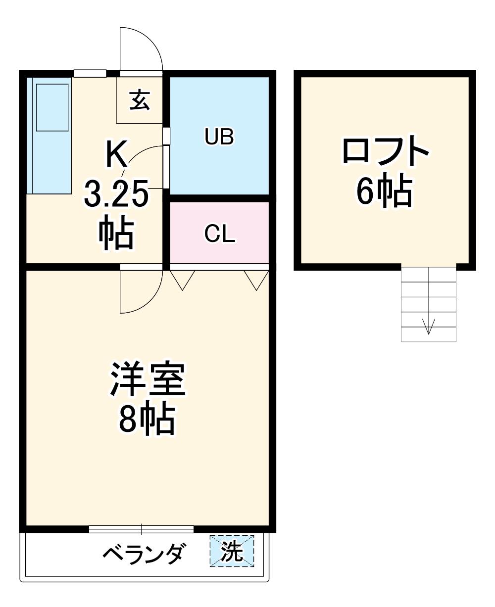 KGハイツⅦ(1K/1階)の間取り写真