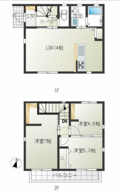 御殿場線 下土狩駅 徒歩26分 2階建 築1年(3LDK)の間取り写真