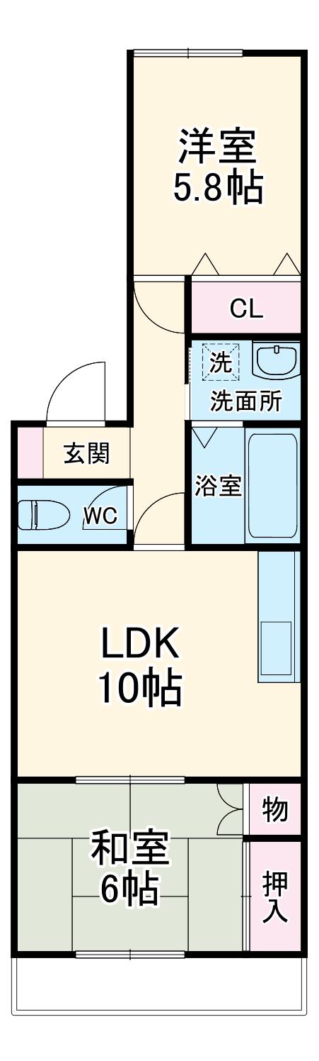 アルカディア湘南Ⅱ(2LDK/2階)の間取り写真