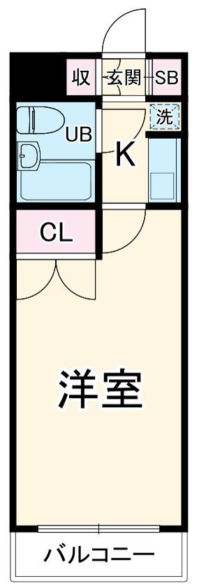 フレンドポート相模大野Ⅱ(1K/1階)の間取り写真