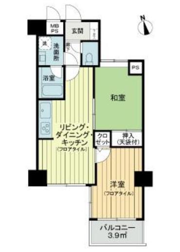 ライオンズプラザ川口本町(2LDK/9階)の間取り写真