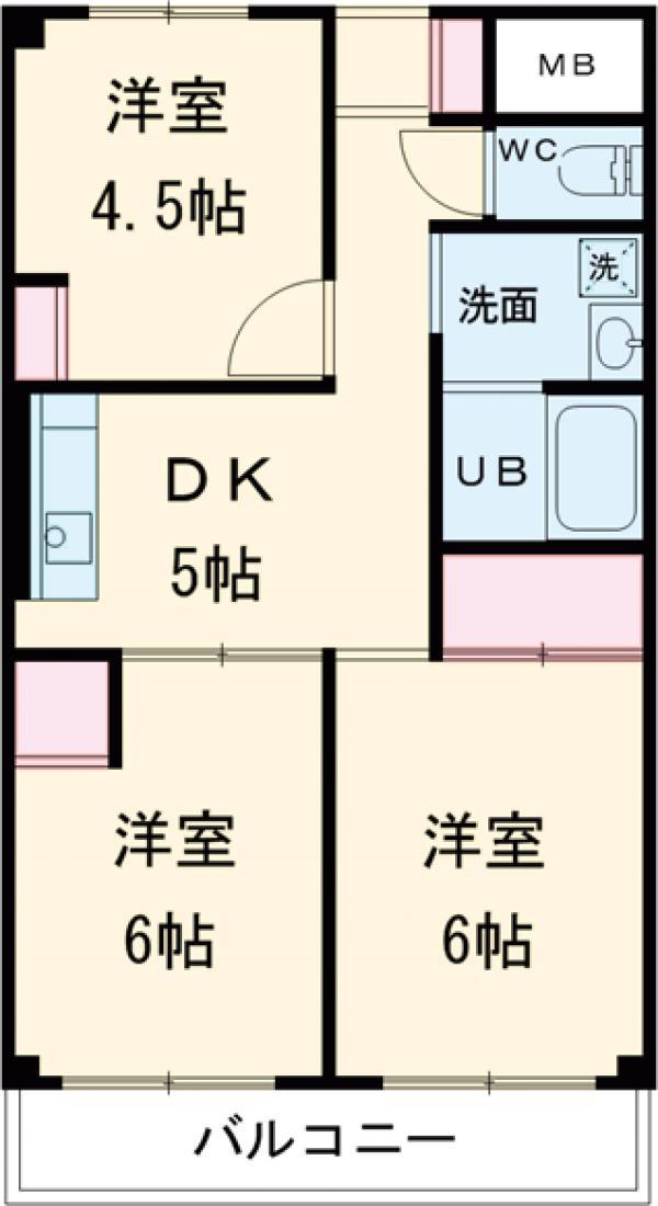マンション・カネイ(3DK/1階)の間取り写真