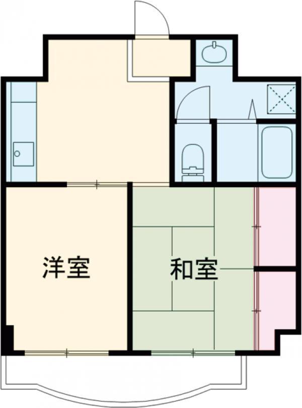 グリーンハイム是政(2DK/2階)の間取り写真