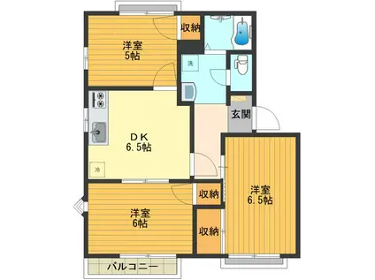 グリーンフレグランス(3DK/2階)の間取り写真