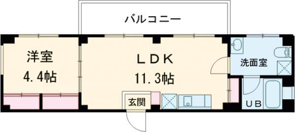 SOLUM世田谷砧(1LDK/5階)の間取り写真