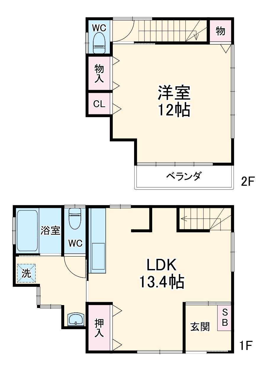 豊橋鉄道渥美線 小池駅 徒歩11分 2階建 築23年(1LDK)の間取り写真