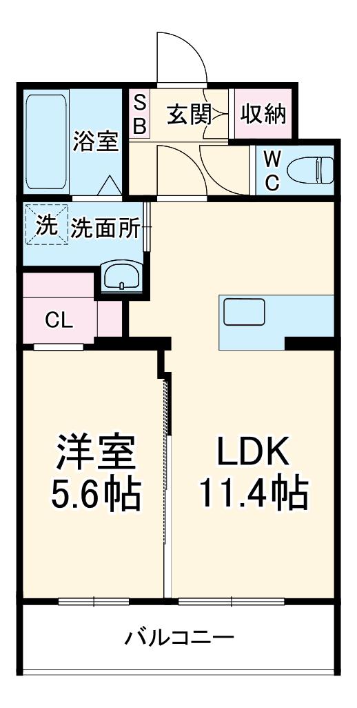 クレール結葵西5丁目(1LDK/1階)の間取り写真