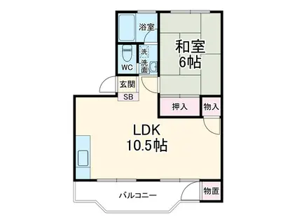 京王渕野辺マンションE(1LDK/5階)の間取り写真