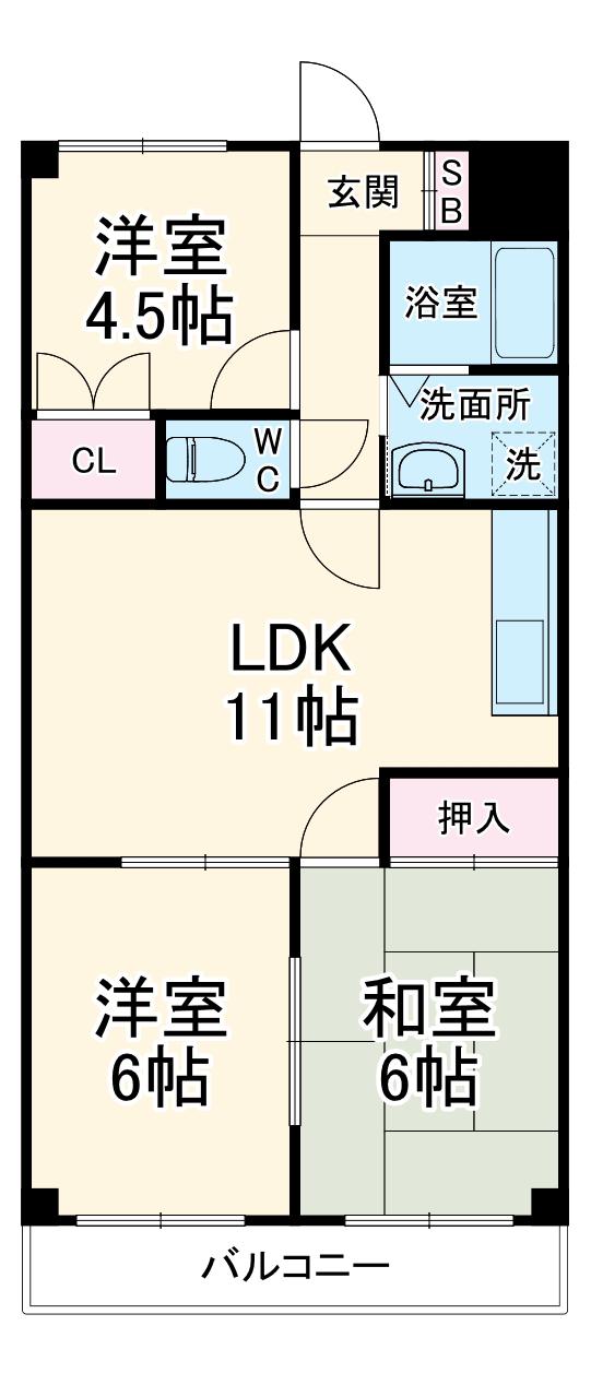 メゾントミタ(3LDK/3階)の間取り写真